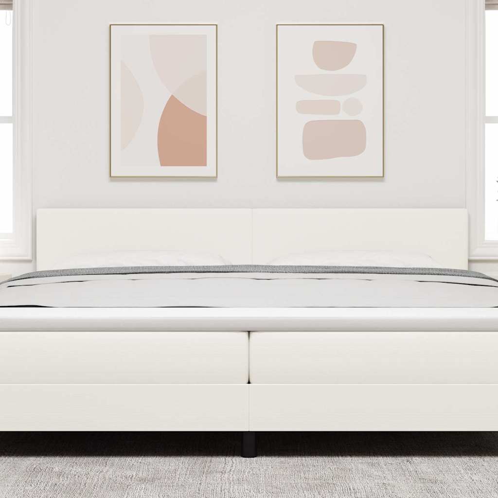LED sengegavl med LED-lysstrimler Creme 200 cm Velourstof