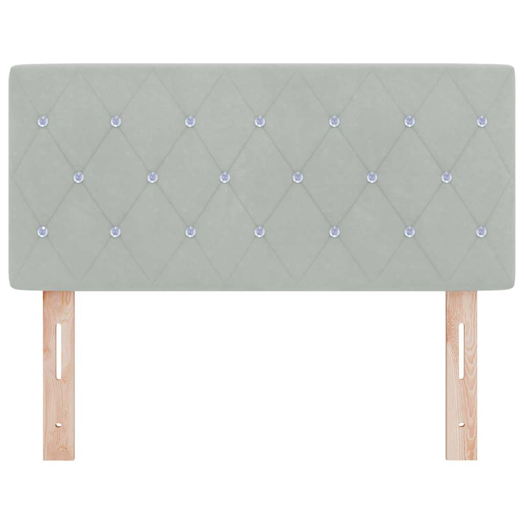 LED sengegavl med LED-lysstrimler Lysegrå 90 cm Fløjl