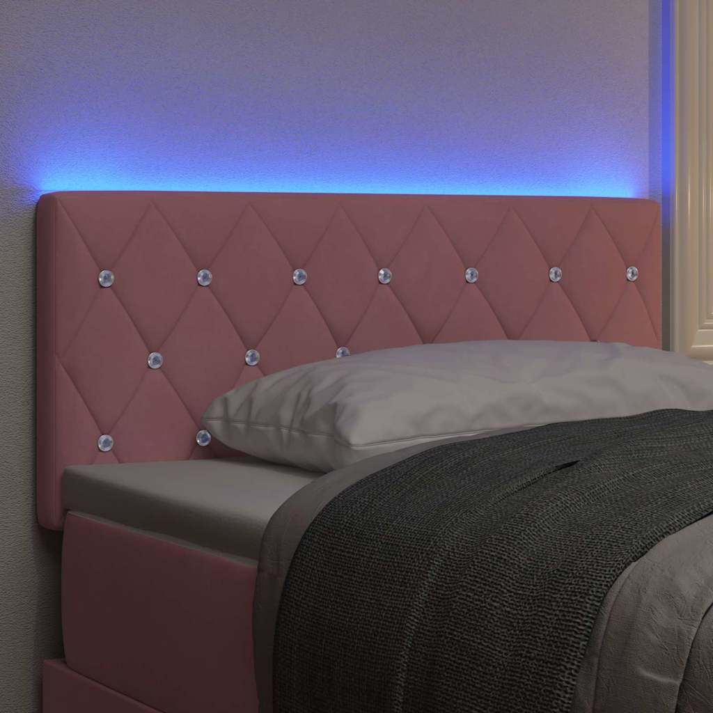 LED sengegavl med LED-lysstrimler Lyserød 100 cm Fløjl