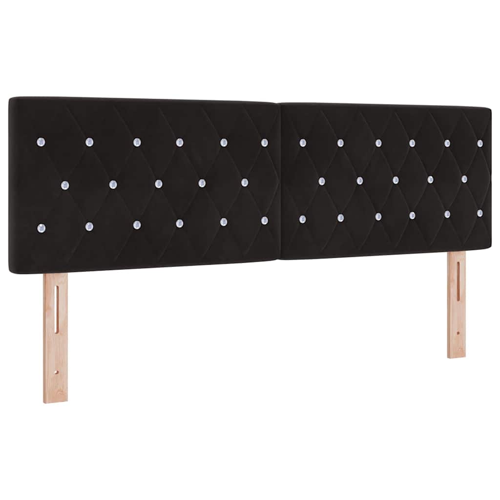 LED sengegavl med LED-lysstrimler Sort 144 cm Fløjl