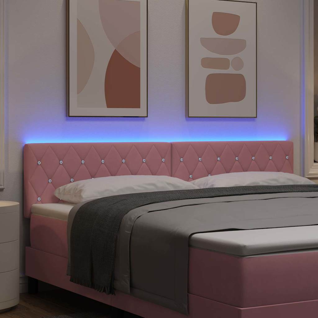 LED sengegavl med LED-lysstrimler Lyserød 180 cm Fløjl