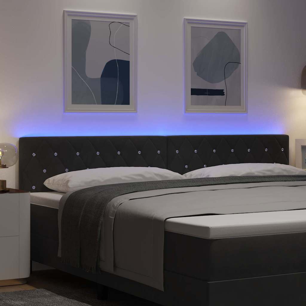 LED sengegavl med LED-lysstrimler Sort 200 cm Fløjl