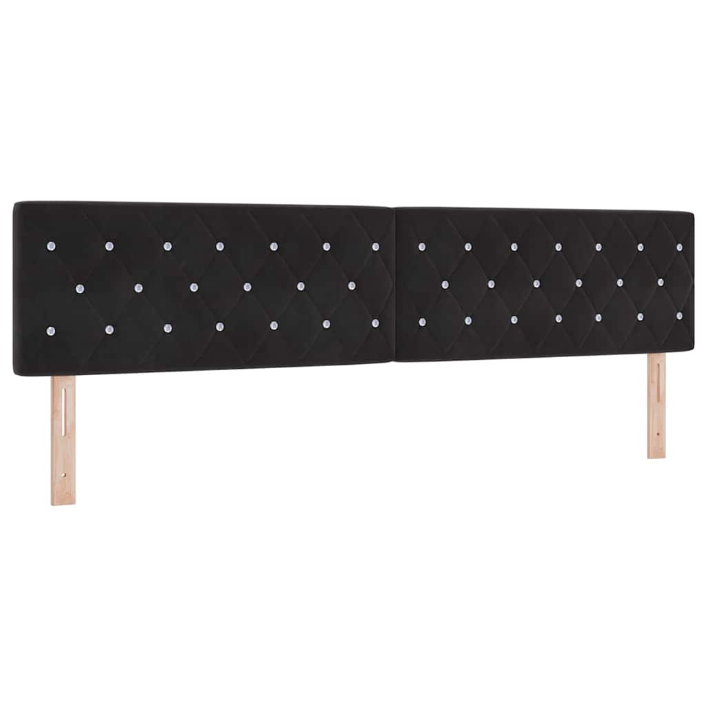 LED sengegavl med LED-lysstrimler Sort 200 cm Fløjl