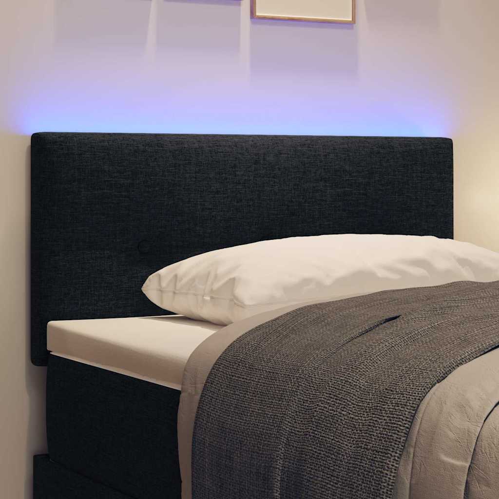 LED sengegavl med LED-lysstrimler Sort 80 cm Stof
