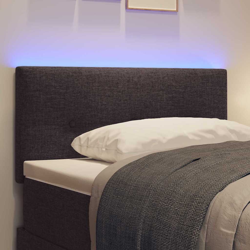 LED sengegavl med LED-lysstrimler Mørk Brun 80 cm Stof