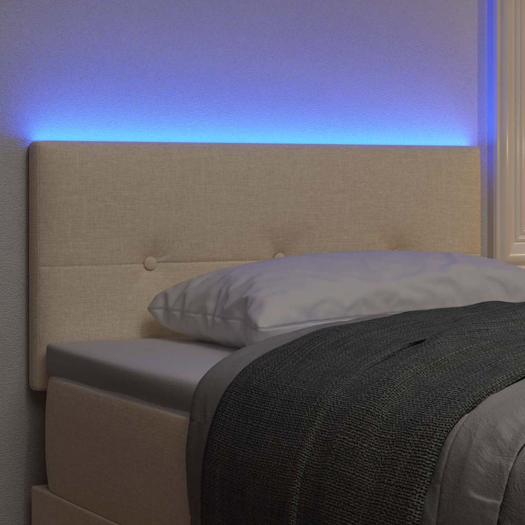 LED sengegavl med LED-lysstrimler Creme 80 cm Stof
