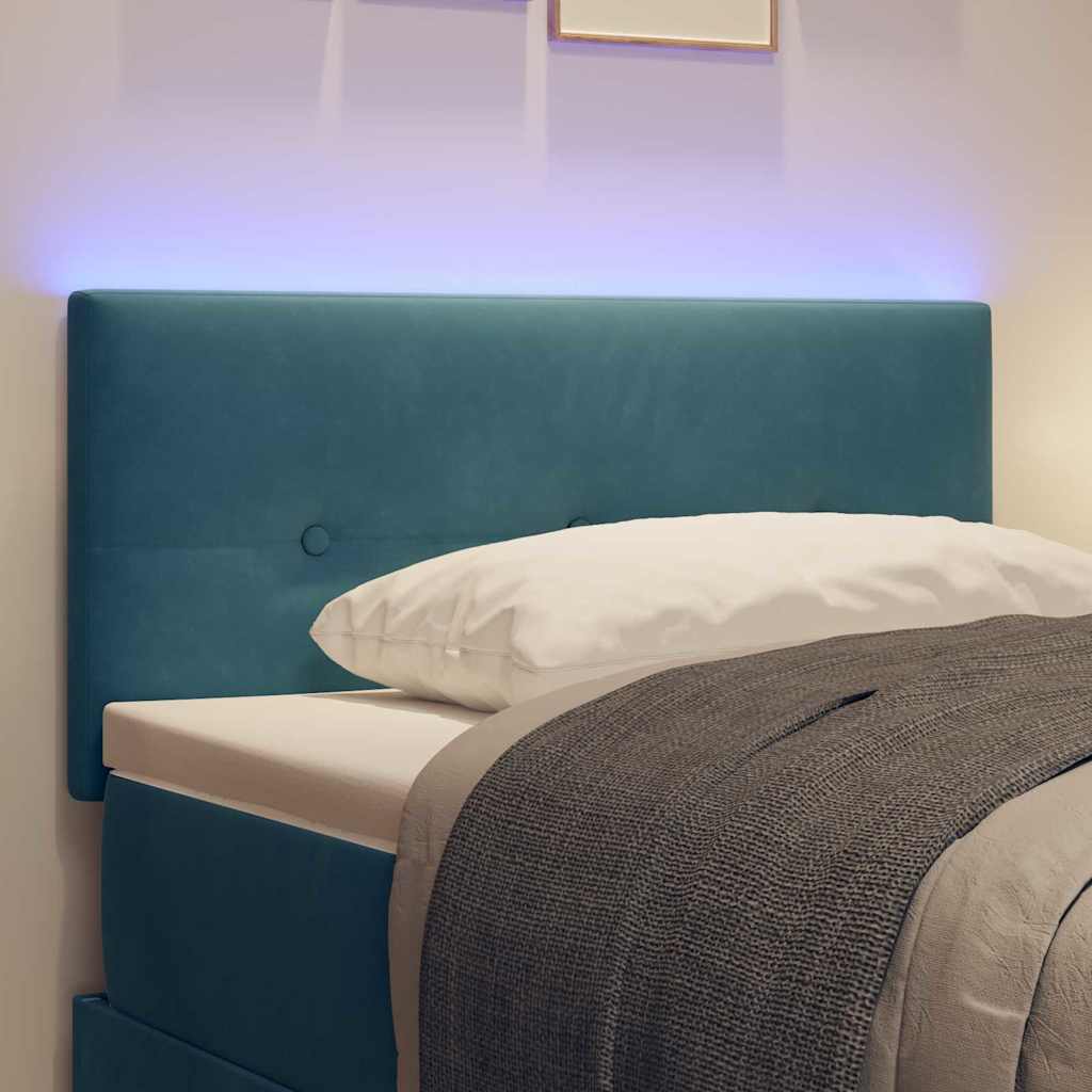 LED sengegavl med LED-lysstrimler Blå 80 cm Fløjl