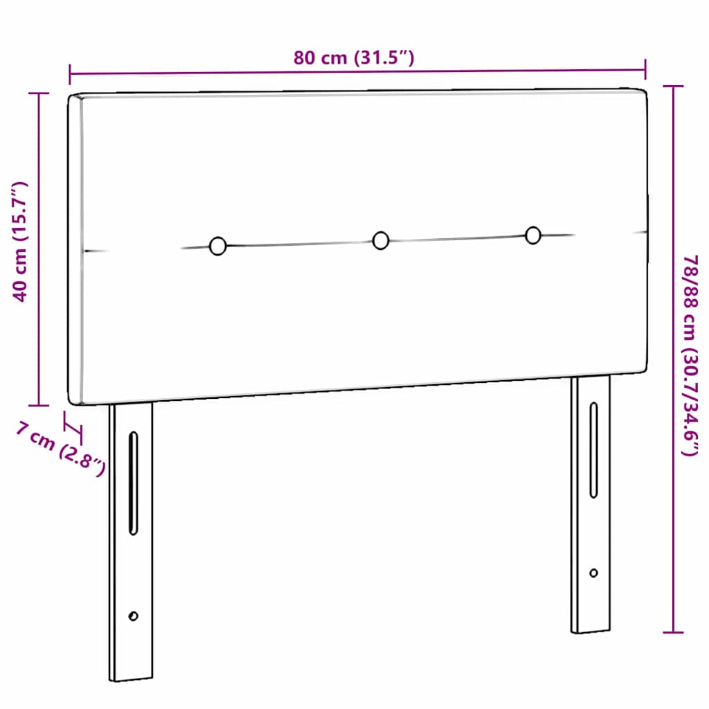 LED sengegavl med LED-lysstrimler Blå 80 cm Fløjl