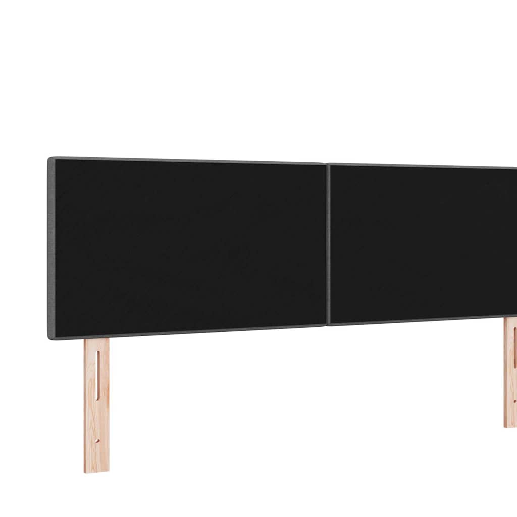 LED sengegavl med LED-lysstrimler Mørkegrå 144 cm Stof