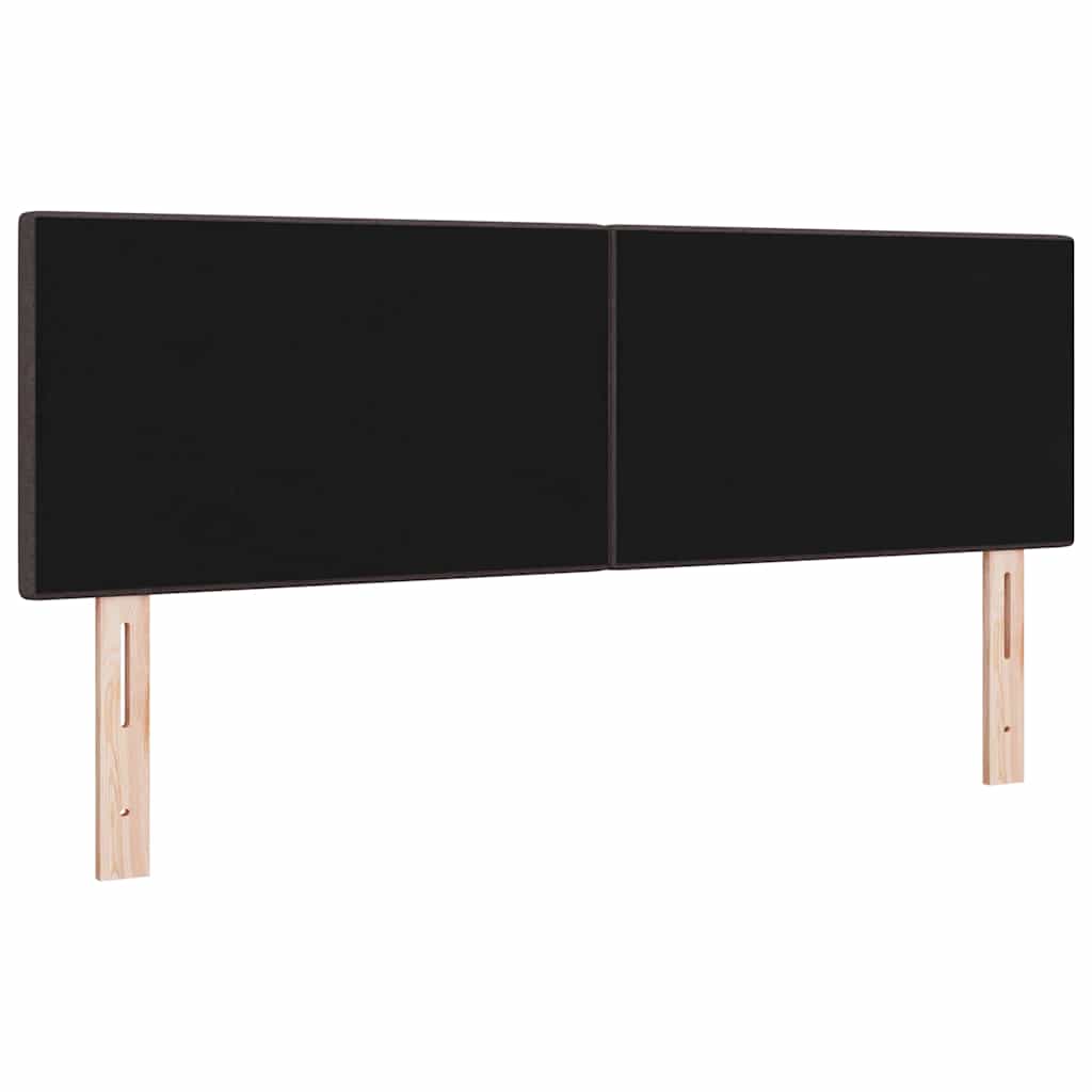 LED sengegavl med LED-lysstrimler Mørk Brun 144 cm Stof