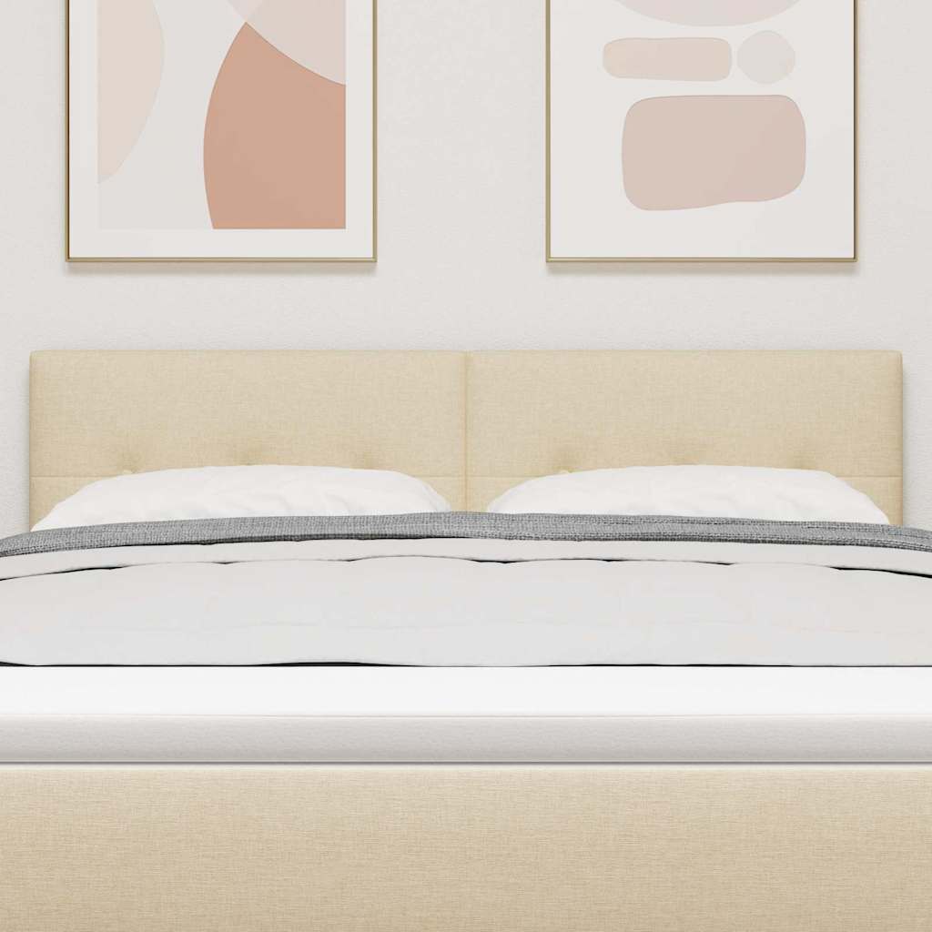 LED sengegavl med LED-lysstrimler Creme 144 cm Stof