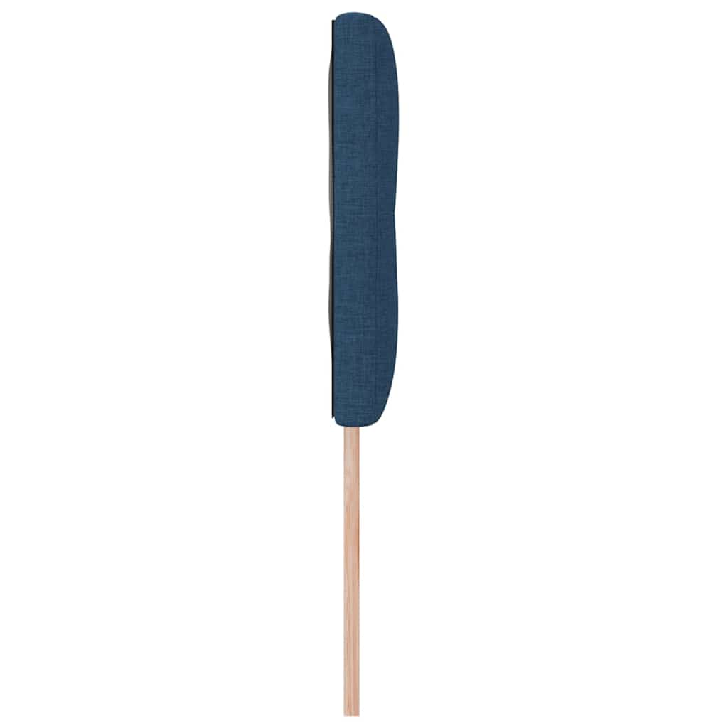 LED sengegavl med LED-lysstrimler Blå 144 cm Stof