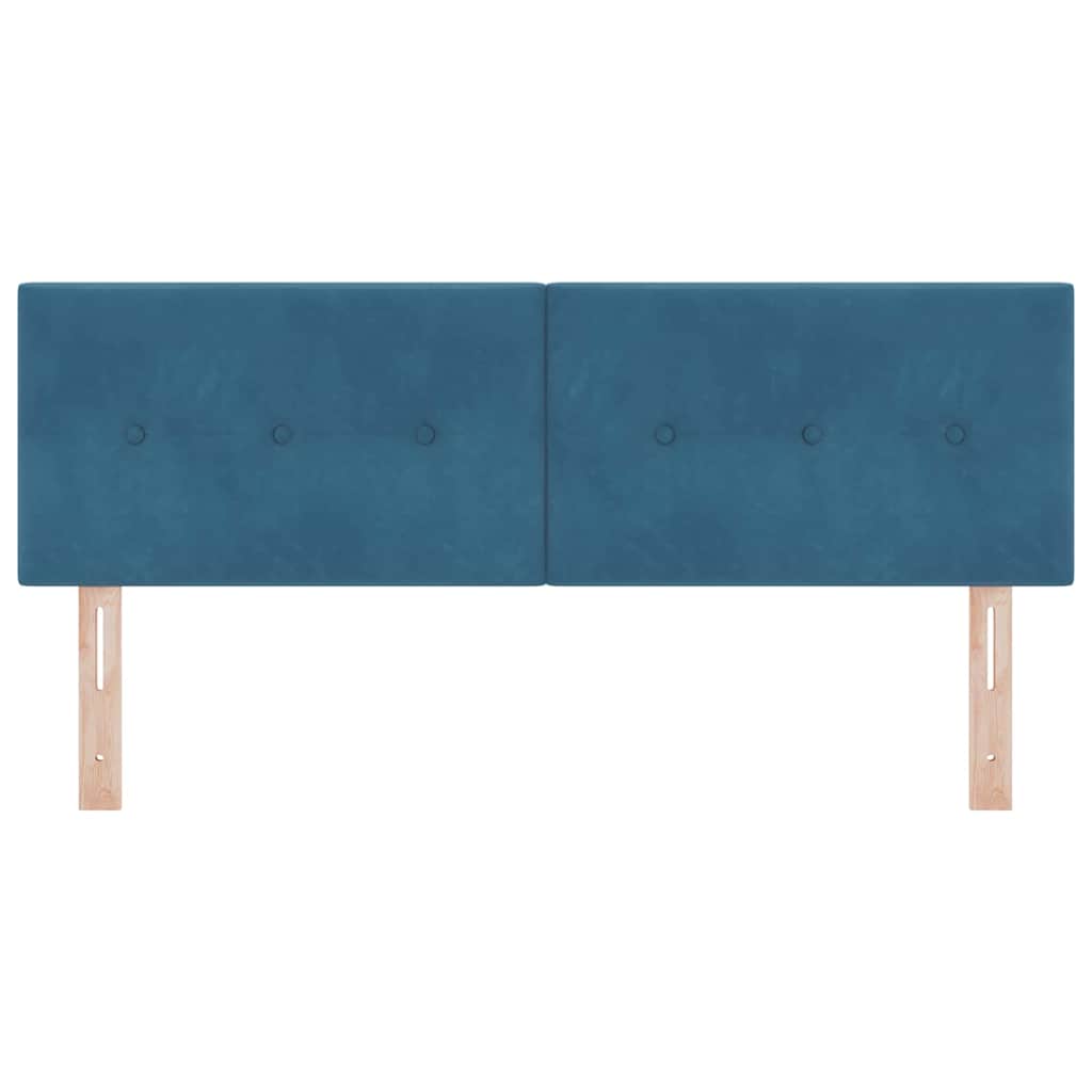 LED sengegavl med LED-lysstrimler Blå 144 cm Fløjl