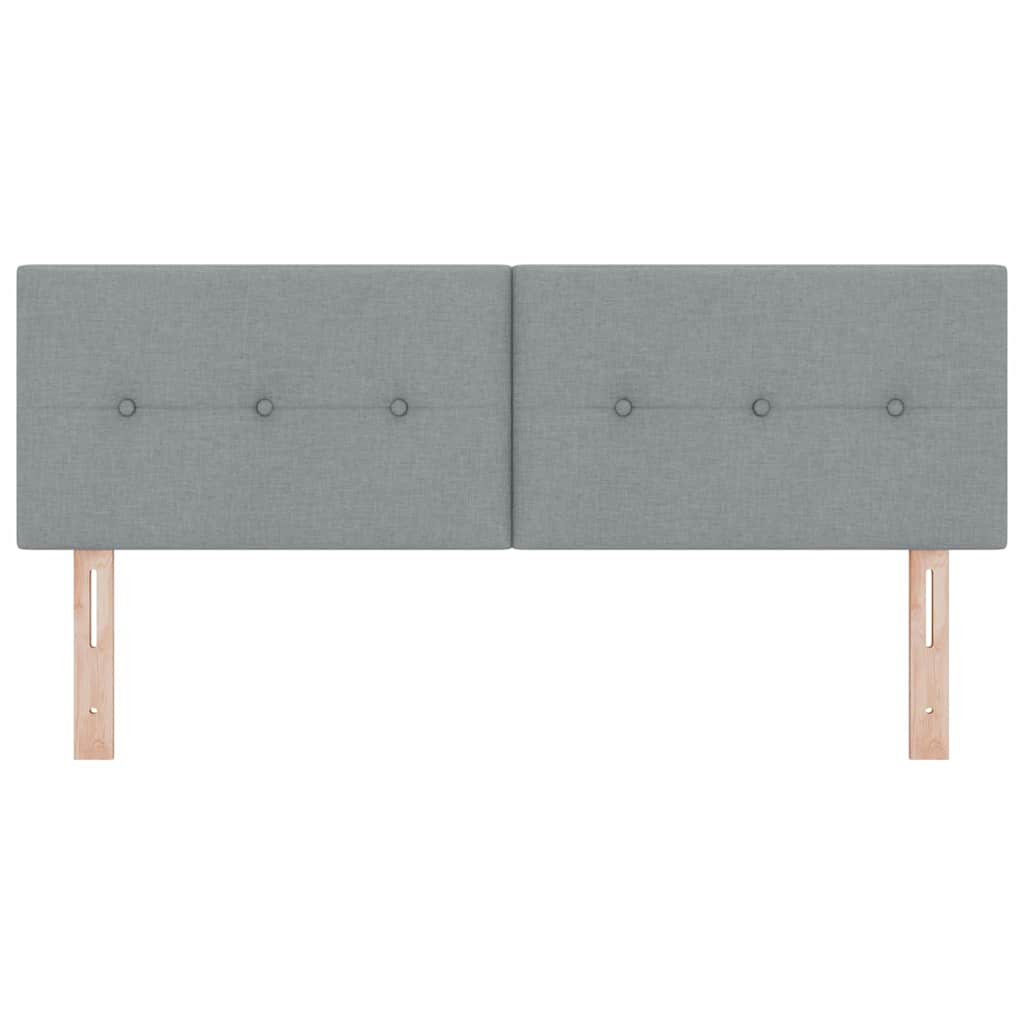 LED sengegavl med LED-lysstrimler Lysegrå 160 cm Stof