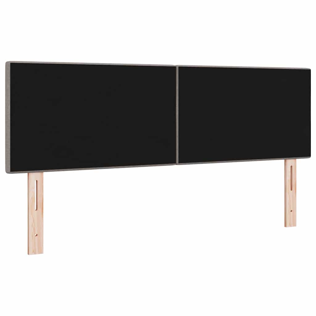 LED sengegavl med LED-lysstrimler Gråbrun 160 cm Stof