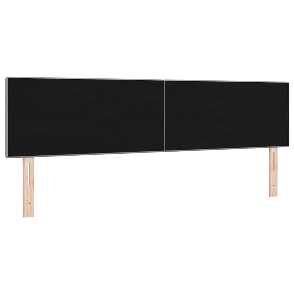 LED sengegavl med LED-lysstrimler Lysegrå 180 cm Stof