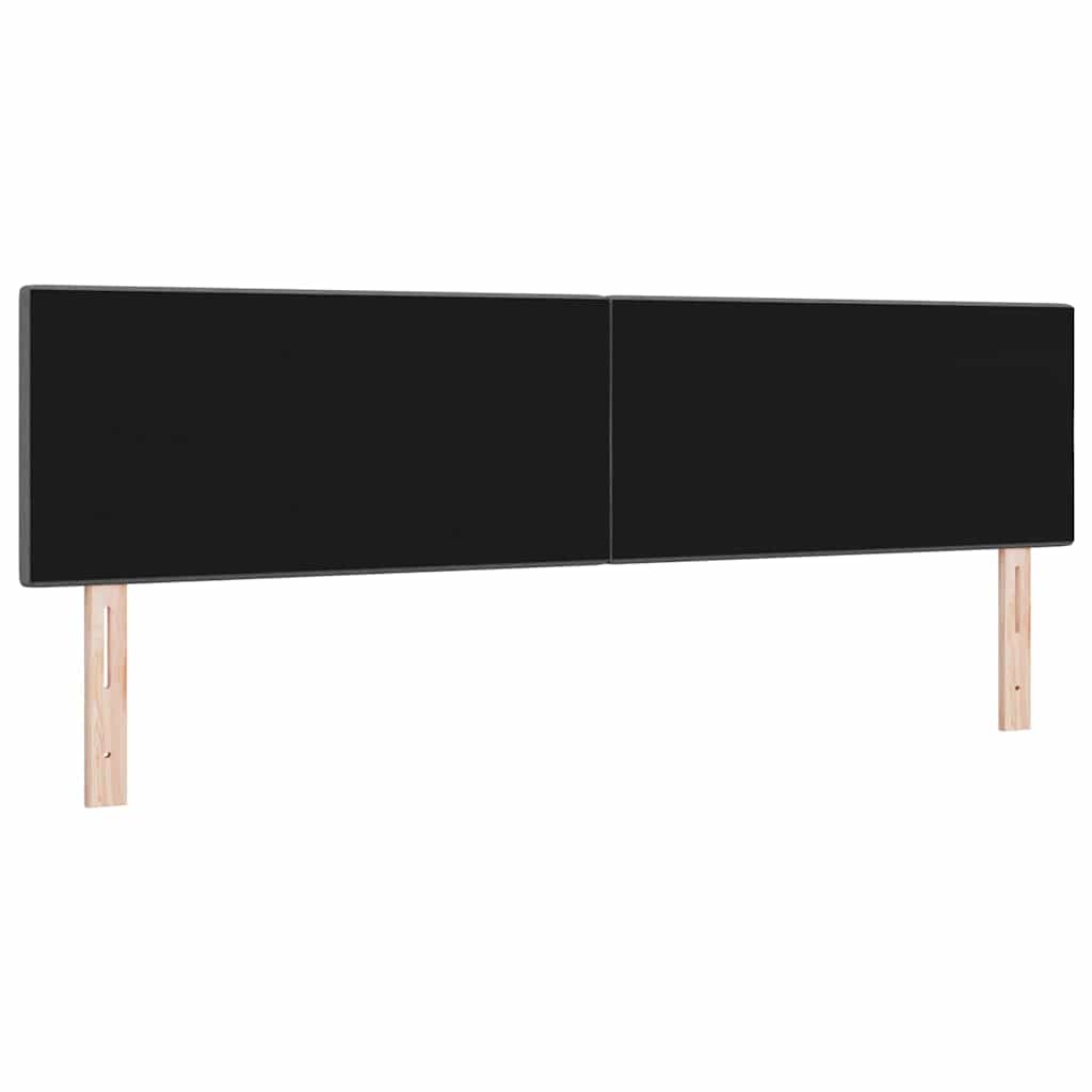 LED sengegavl med LED-lysstrimler Mørkegrå 180 cm Stof
