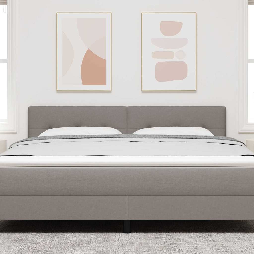 LED sengegavl med LED-lysstrimler Gråbrun 180 cm Stof