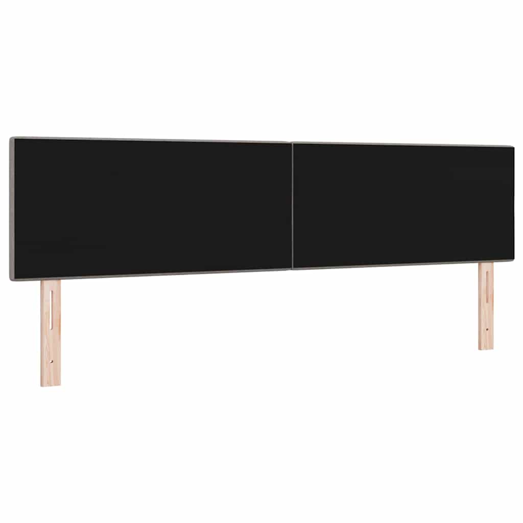 LED sengegavl med LED-lysstrimler Gråbrun 180 cm Stof