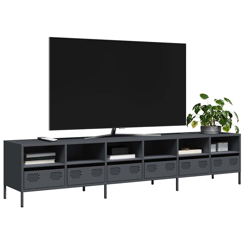 tv-bord 202x39x43,5 cm koldvalset stål antracitgrå
