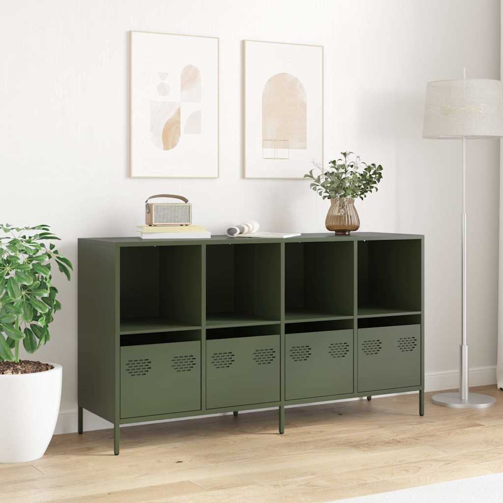 skab 135x39x73,5 cm koldvalset stål olivengrøn