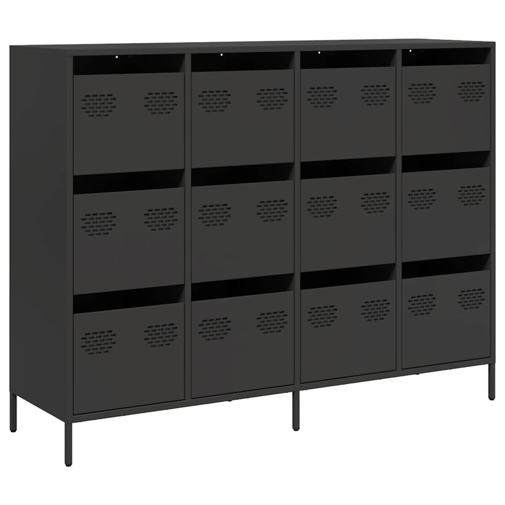 skænk 135x39x103,5 cm koldvalset stål sort