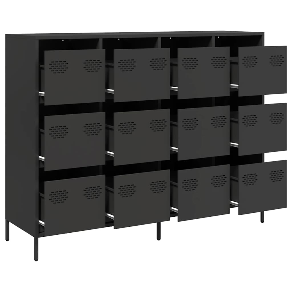 skænk 135x39x103,5 cm koldvalset stål sort