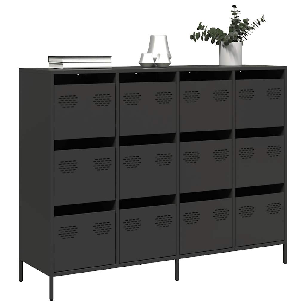 skænk 135x39x103,5 cm koldvalset stål sort