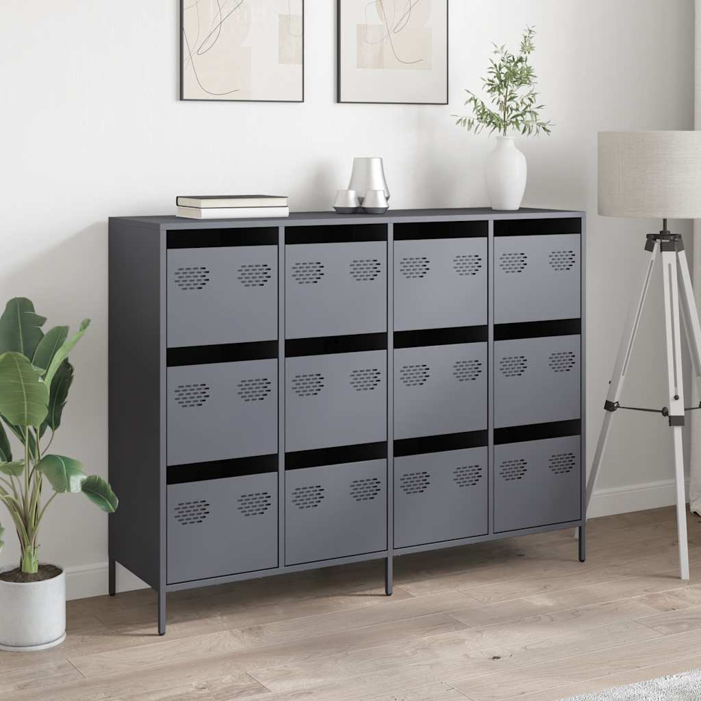 skænk 135x39x103,5 cm koldvalset stål antracitgrå