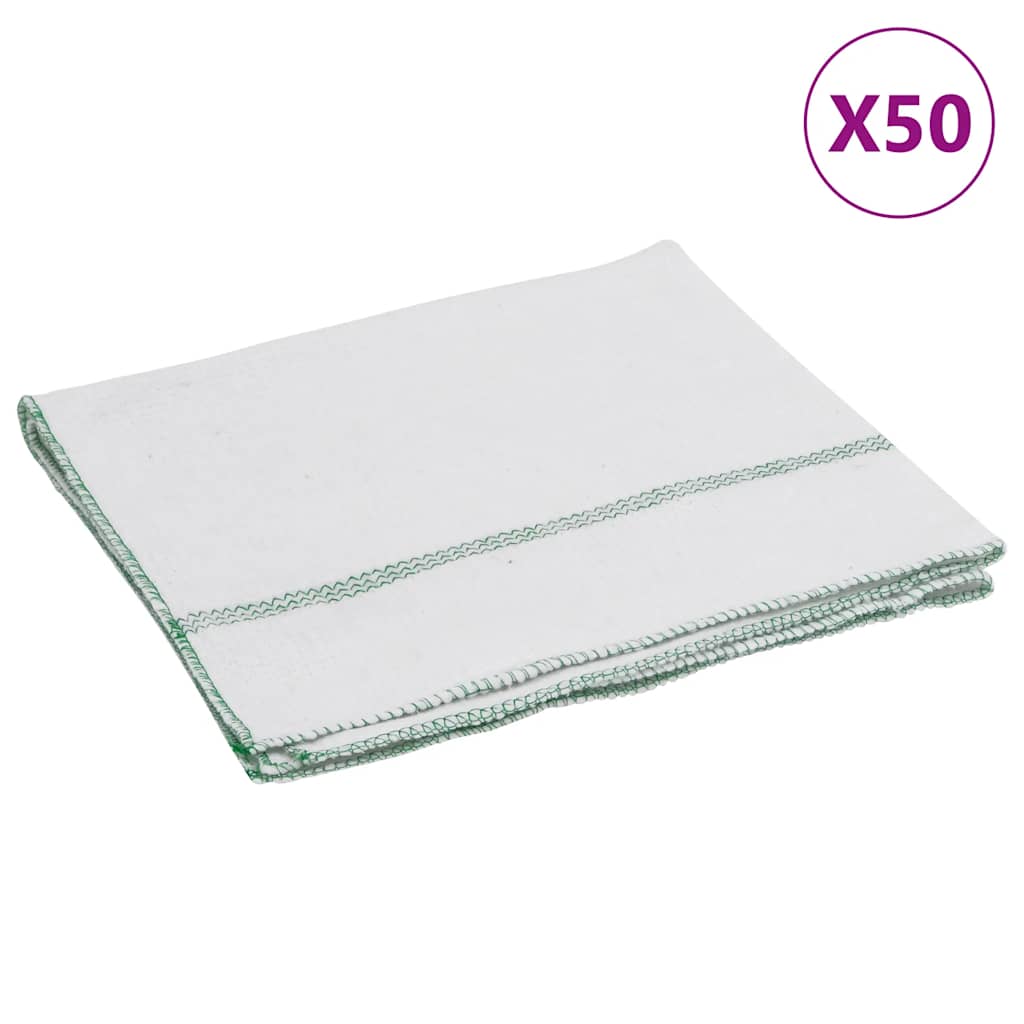 rengøringsklude 50 stk. 50x60 cm hvid med grønne striber