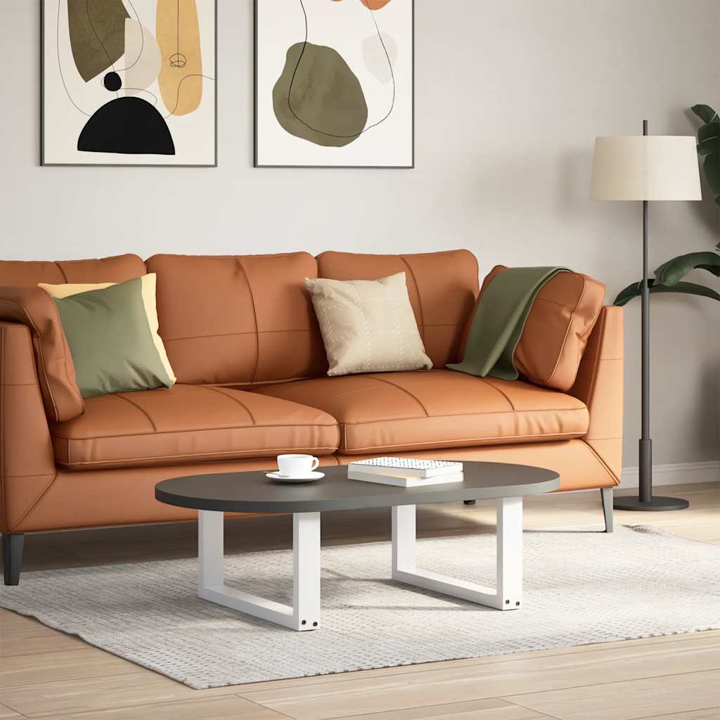 sofabordsben U-formet 2 stk. hvid 60x(30-31) cm stål