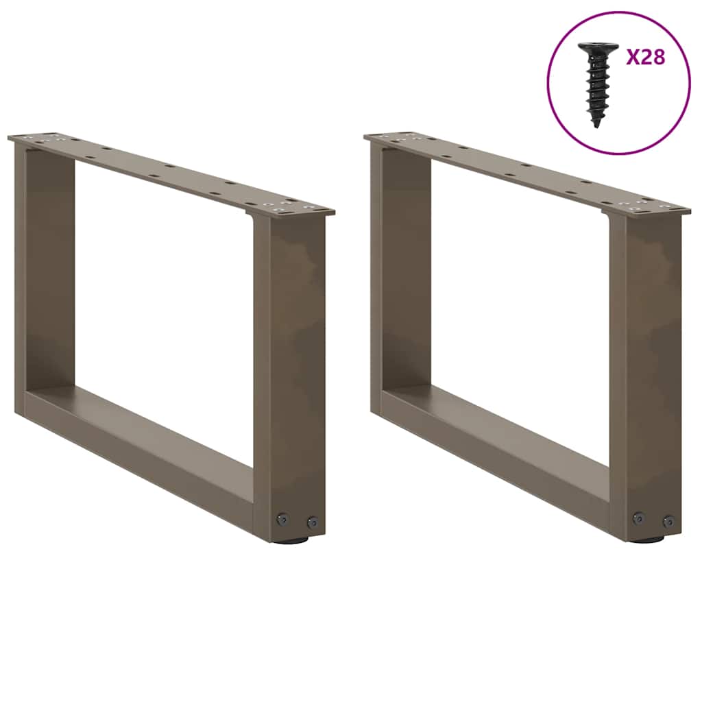 sofabordsben U-formet 2 stk. naturstål 70x(30-31) cm stål