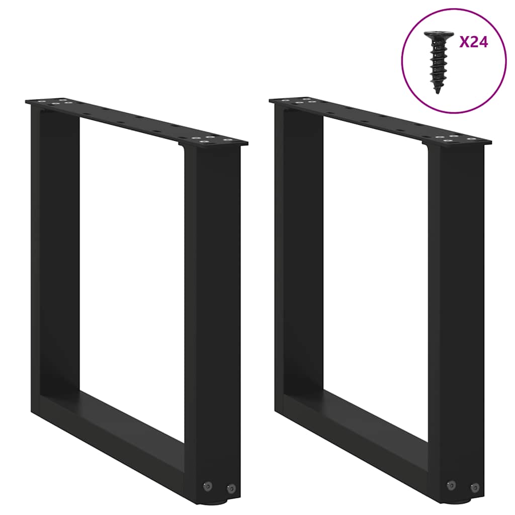 sofabordsben U-formet 2 stk. sort 50x(42-43) cm stål