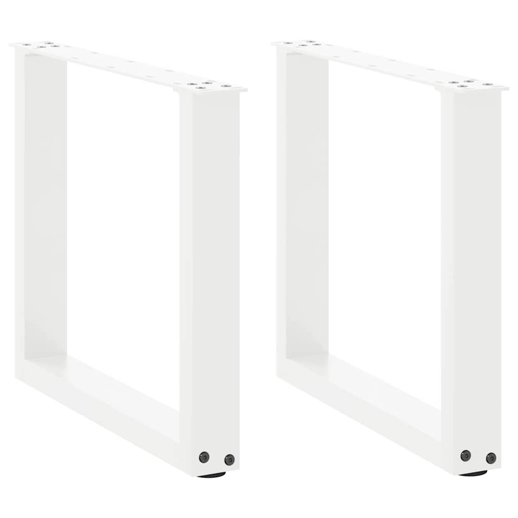 sofabordsben U-formet 2 stk. hvid 50x(42-43) cm stål