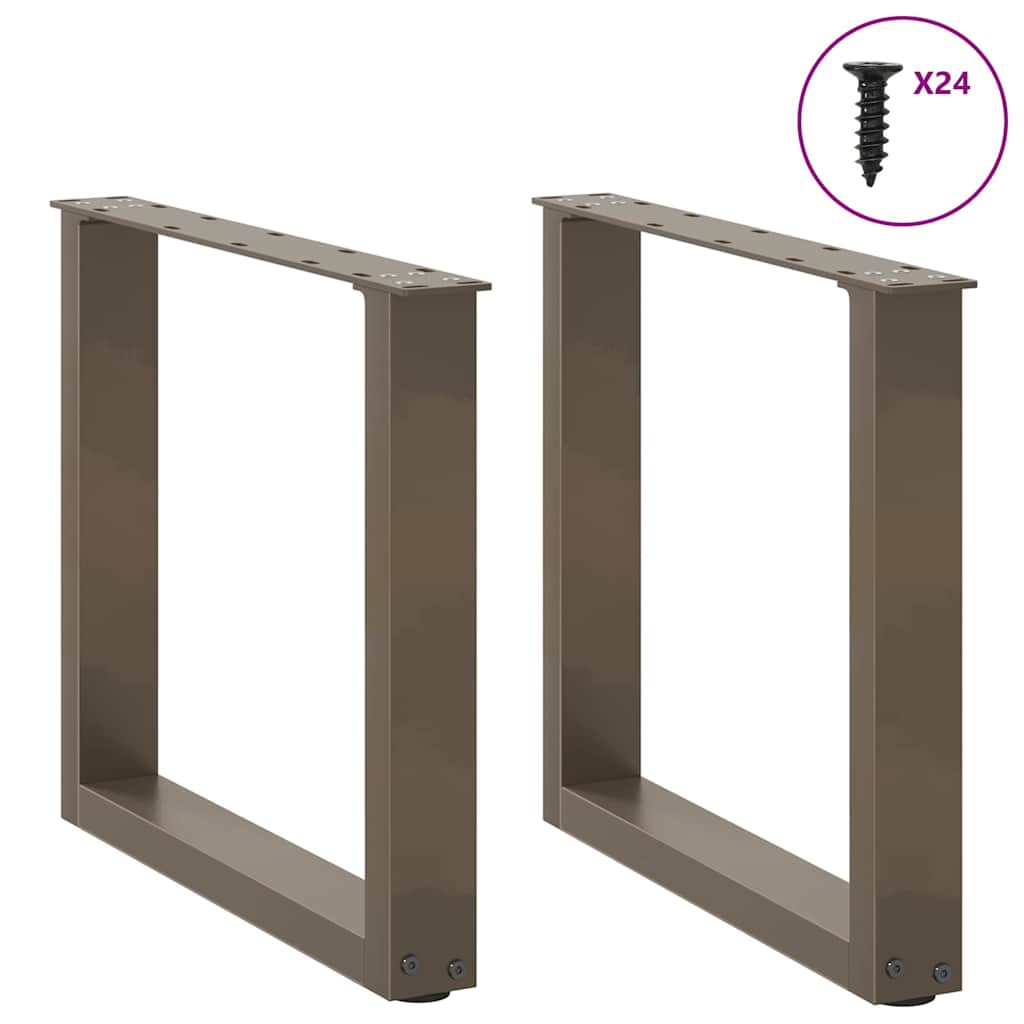 sofabordsben U-formet 2 stk. naturstål 50x(42-43) cm stål