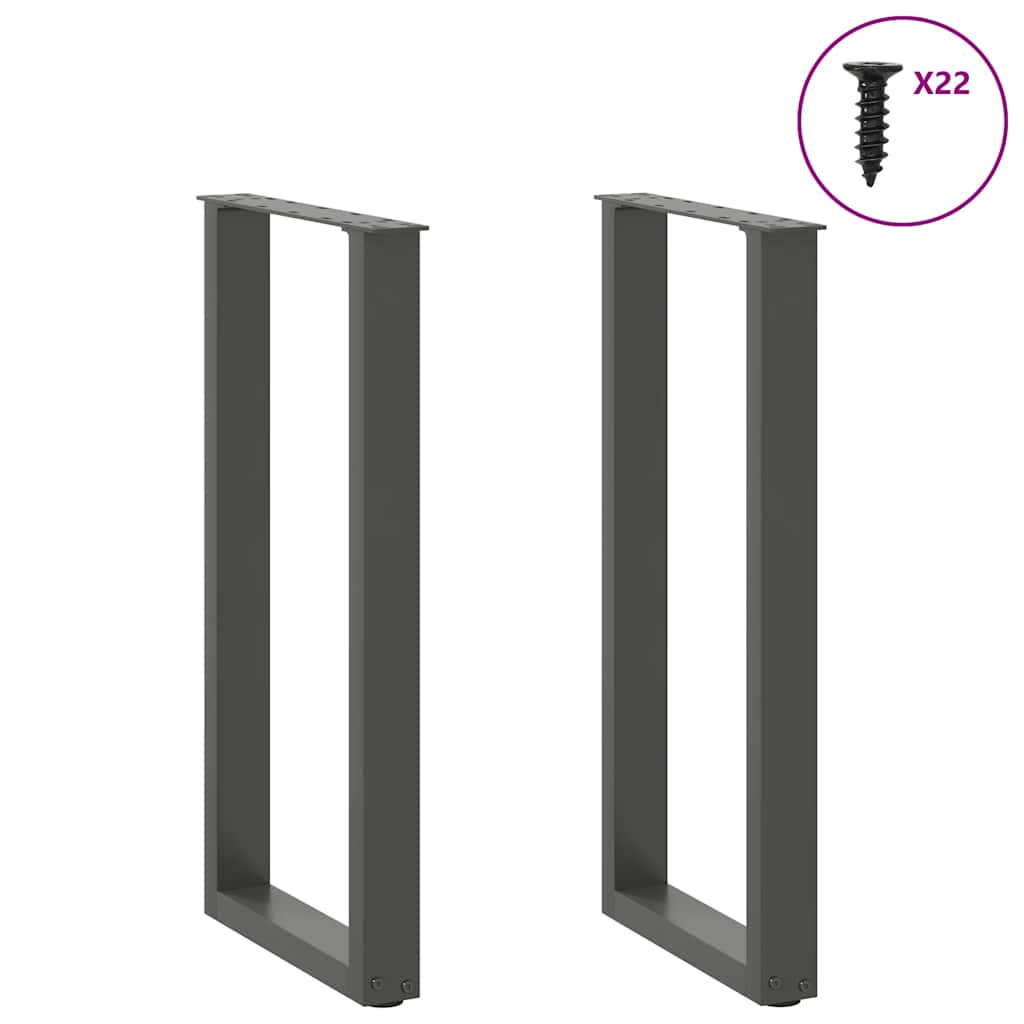 konsolbordben U-formet 2 stk. antracit 38 x (72-73) cm stål