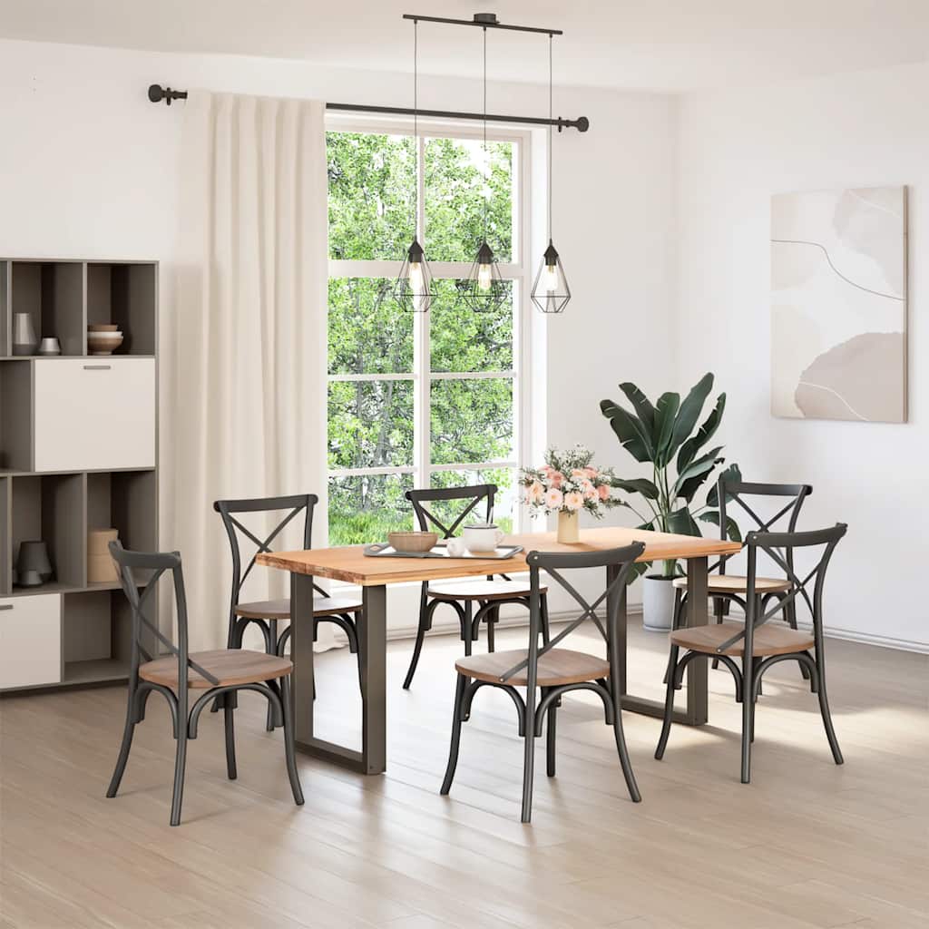 spisebordsben U-formet 2 stk. naturstål 60 x (72-73) cm stål