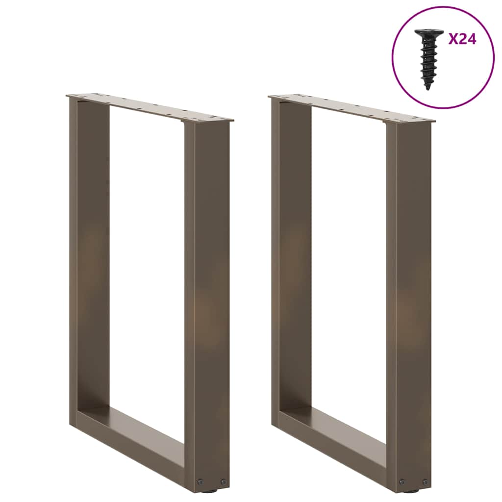 spisebordsben U-formet 2 stk. naturstål 60 x (72-73) cm stål