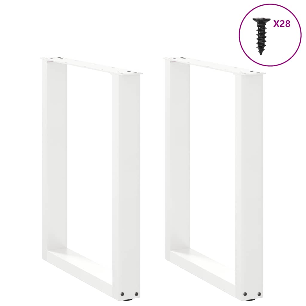 spisebordsben U-formet 2 stk. hvid 70 x (72-73) cm stål