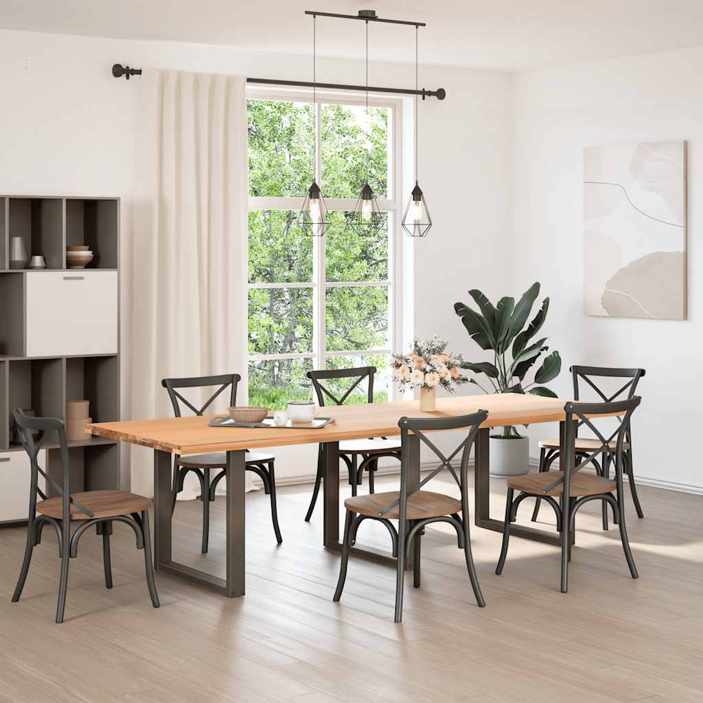 spisebordsben U-formet 3 stk. naturstål 80x(72-73) cm stål