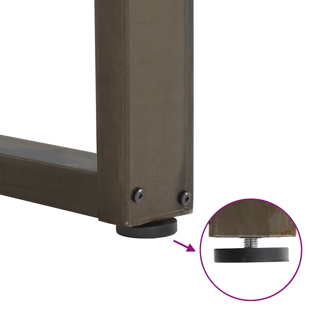 spisebordsben U-formet 3 stk. naturstål 80x(72-73) cm stål