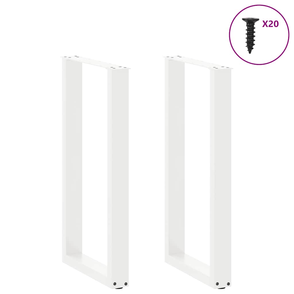 barbordsben U-formet 2 stk. hvid 40x(90-91) cm stål