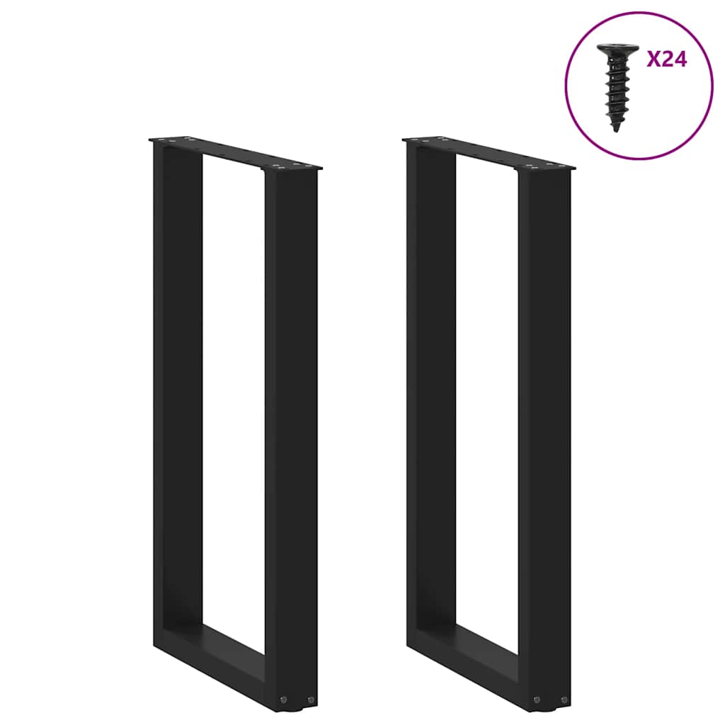 barbordsben U-formet 2 stk. sort 50x(90-91) cm stål