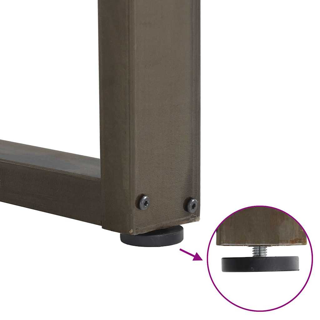 barbordsben U-formet 2 stk. naturstål 60x(90-91) cm stål
