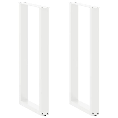 barbordsben U-formet 2 stk. hvid 40x(100-101) cm stål