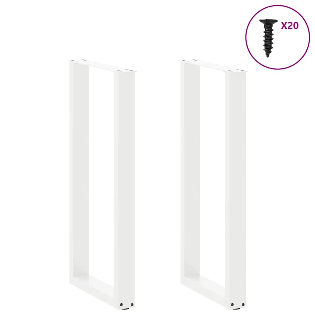 barbordsben U-formet 2 stk. hvid 40x(100-101) cm stål