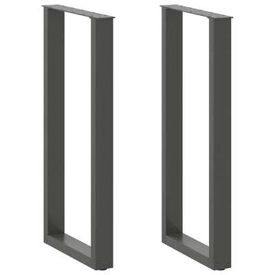 barbordsben U-formet 2 stk. antracit 40x(100-101) cm stål