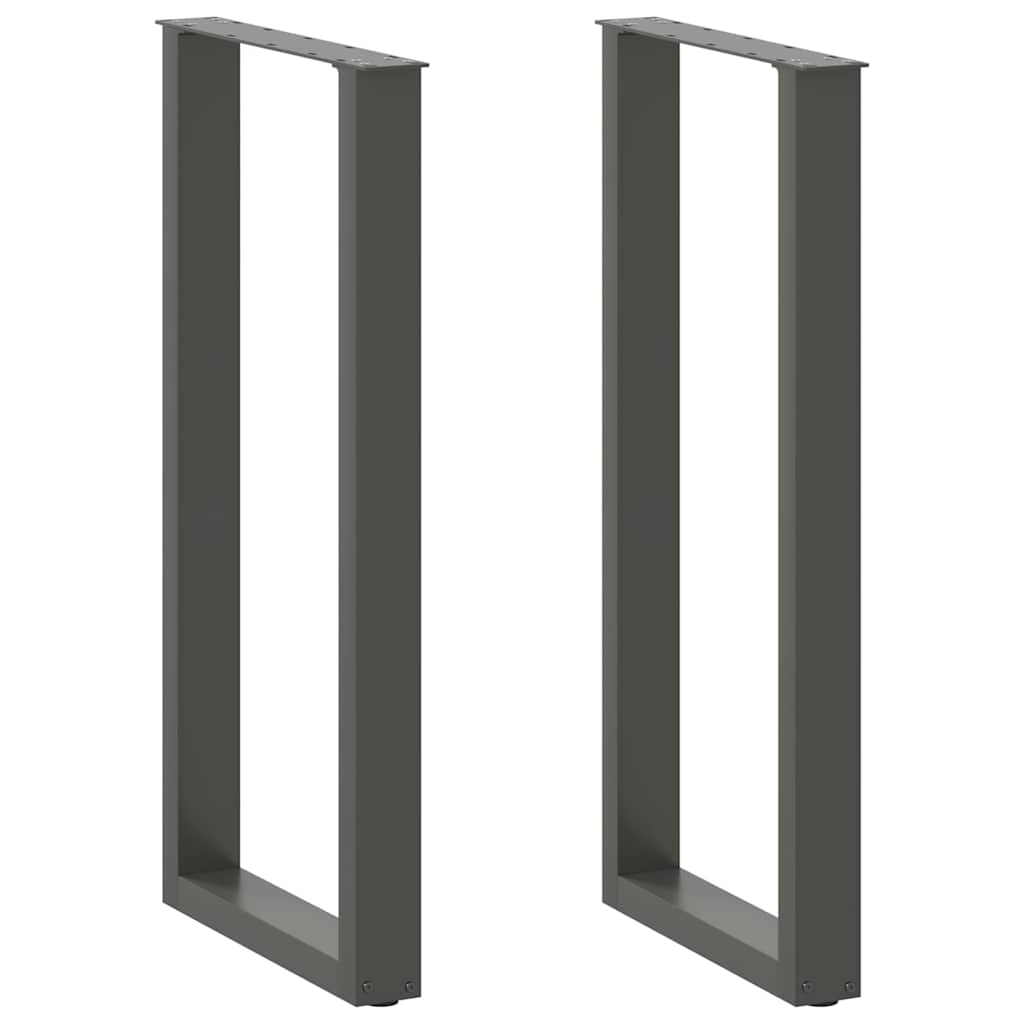 barbordsben U-formet 2 stk. antracit 50x(100-101) cm stål