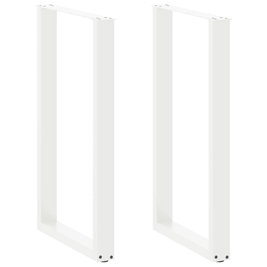 barbordsben U-formet 2 stk. hvid 60x(100-101) cm stål
