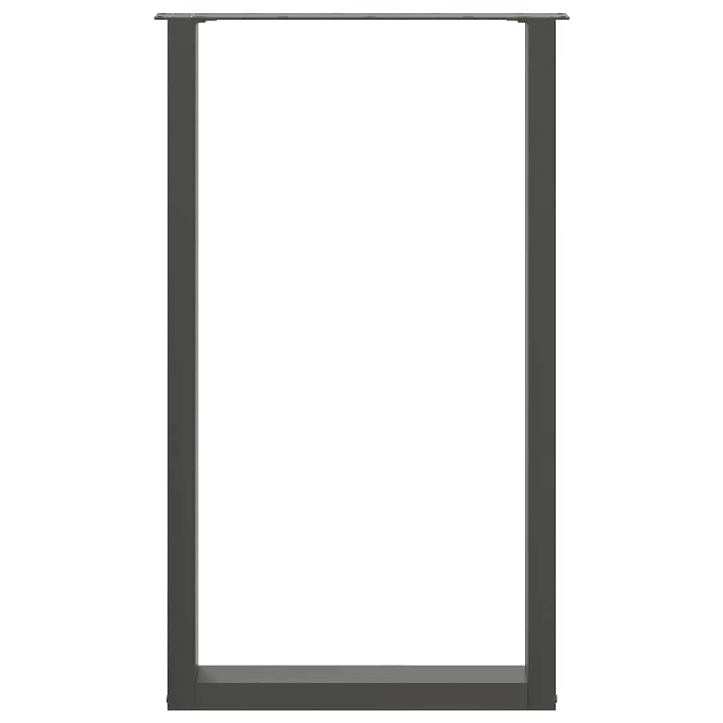 barbordsben U-formet 2 stk. antracit 60x(100-101) cm stål